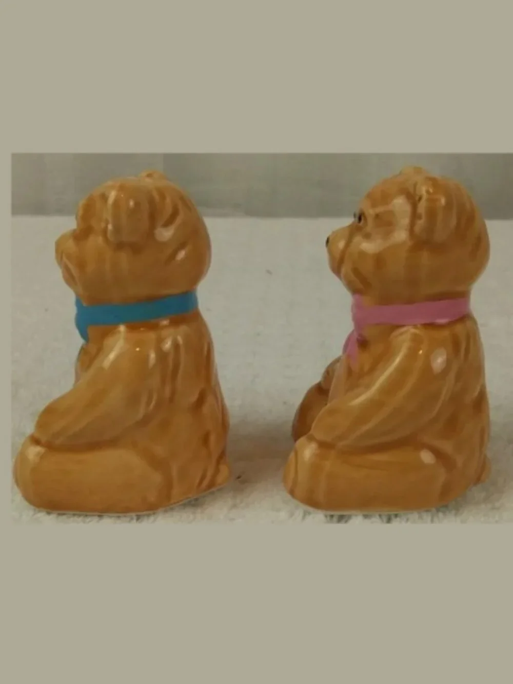 Vintage Ceramic‎ Teddy Bear Bows Salt Pepper Shakers 2.5